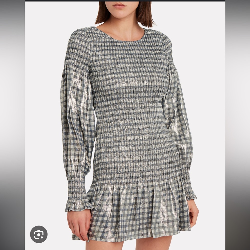 LoveShackFancy Long Sleeve Gingham Sparkle Dress